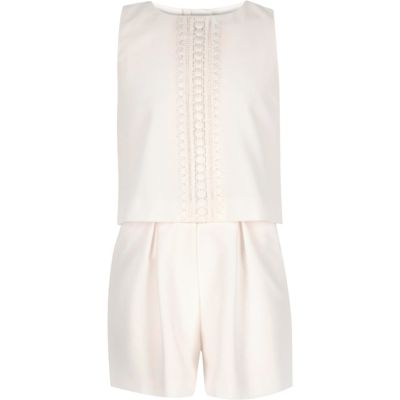 Girls cream double layer playsuit